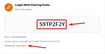 UWA Hubungkan Perangkat WhatsApp Pairing Code
