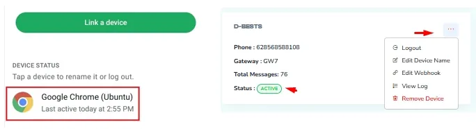 UWA Hubungkan Perangkat WhatsApp Pairing Code