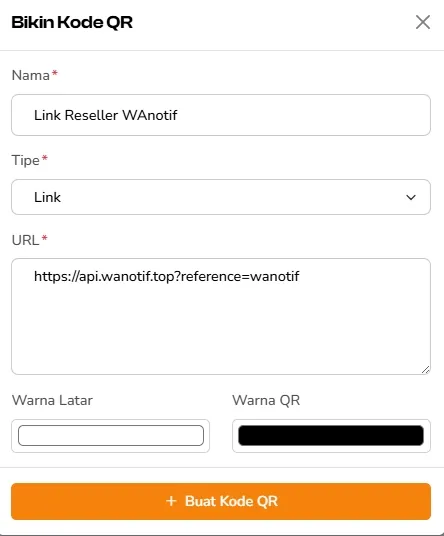Fitur uwa Bikin QR Code